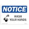 Signmission OSHA Notice Sign, Wash Your Hands With Symbol, 14in X 10in Rigid Plastic, 10" W, 14" L, Landscape OS-NS-P-1014-L-18950 - alternate 1